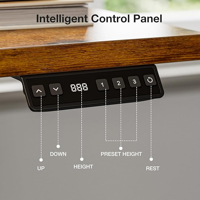 Muvai L Shaped Standing Desk with Cable Management Tray 59 Inch Height Adjustable Electric Standing Corner Desk Sit Stand Up Work Table for Home Office with Reversible Splice Board Rustic Brown
