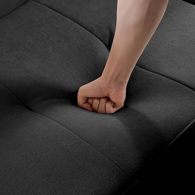 Modular Sectional Sofa Couch Modern Compressed Sofa 3-Seat Foam Couch for Living Room Apartment Studio Office (Black)