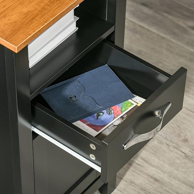 HOMCOM L Shaped Computer Desk with Hutch 59 Corner Desk Space Saving Home Office Desk with Storage Shelves Drawer and Cabinet Black