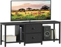 TV Stand for TVs up to 55 Entertainment Center with 2 Fabric Drawer Media Console with Shelves Television Stands for Living Room Bedroom Black DS02BB