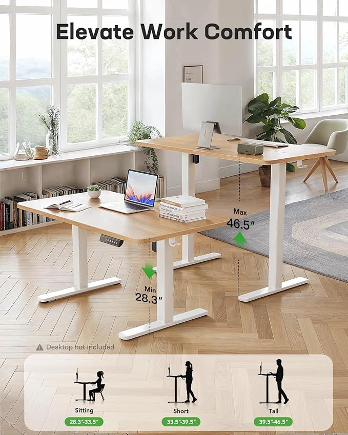 Marsail Standing Desk FrameElectric Standing Desk Legs with Powerful MotorHeight-Adjustable Desk Frame with 176 lbs Max Load for Various DesktopsStand up Desk Legs with 4 Memory Presets Frame Only