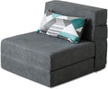Folding Sofa Bed Single Size with Pillow Memory Foam Convertible Sleeper Chair Floor Couch Futon Lazy for Living Room Home Office Guest Beds Apartment Upstairs Loft Dark Gray