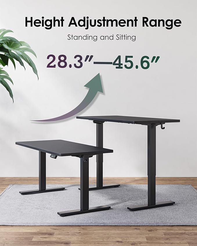 TIQLAB 63 x 24 Inch Electric Standing Desk Sit to Stand Up Work Home Office Table for Study Writing and Games Splice Board Black