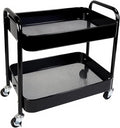 2 Tier Rolling Cart with Wheels for Under Desk Storage &amp Pantry Room Large Capacity Laundry Room &amp Makeup Organizer Sturdy Kitchen Utility Cart for Small Space with 4 Hooks Black