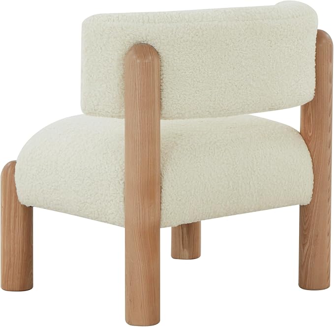 SAFAVIEH Couture Collection Rosabryna Modern Scandinavian Ivory/Natural Faux Shearling Accent Chair (Fully Assembled)