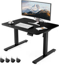 ERGOMAKER Low Height Adjustable Desk with Lockable Wheels Lifts 18.9-29.5 31.5 x 23.6 Electric Small Standing Desk with Splice Board for Home Office &amp Short People(Black Frame Black Desktop