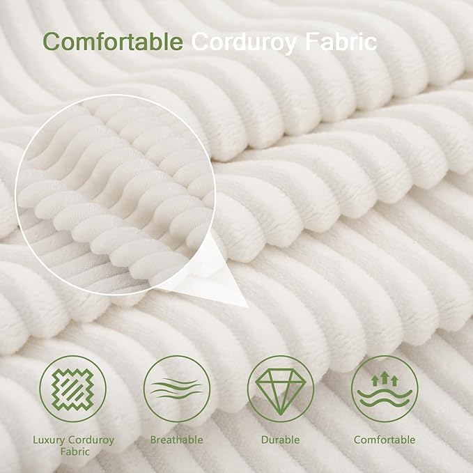 MeMoreCool Cloud Couch Boneless 3-Seater Sofa Bed – Beige Corduroy Convertible Floor Couch with Tufted Cushion No Assembly Foldable Sleeper for Living Room Apartment and Small Spaces