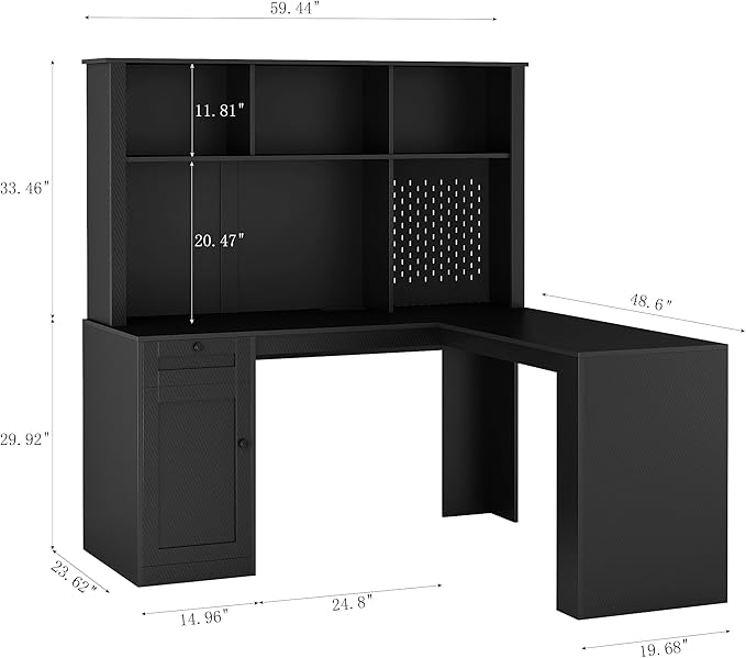 L Shaped Desk with ChargerComputer Desk with DrawersBookshelf HutchModern Corner DeskHome Office DeskL Shaped Study Table Writing DeskCarbon Fiber Gaming Computer Desk with StorageBlack