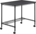 Safco 5203BL Mobile Home Office Kitchen &amp Garage Wire Desk Steel Frame Multi-Use Melamine Top Wheeled or Stationary Base Great for Apartments and Dorms Black