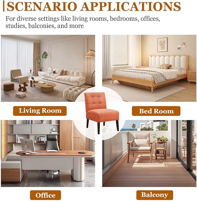 Modern Accent Chair for Living Room Upholstered Armless Slipper Chair with Back &amp Wood Legs Comfy Small Chair for Bedroom Living Room Reading Spaces Office (Orange2)