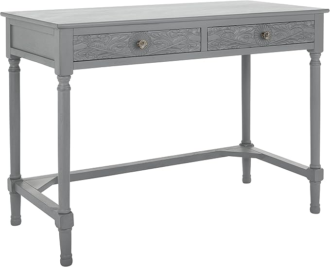 SAFAVIEH Home Collection Ryleigh Distressed Grey 2-Drawer Computer Table Office Desk