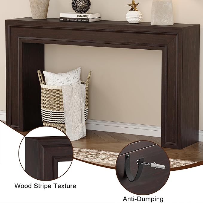 Rresyet 55 Inch Long Console Table Sofa Table Behind Sofa Wooden Entryway Table Farmhouse Entryway Table for Entry Hallway Living Room (Cherry)