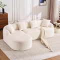 98.8 Curved Sectional Sofa with ChaiseL-Shape Sofa Lounge ChaiseBoneless Couch L Shape for Living RoomWood Grain Chenille FabricNo Installation Requirement