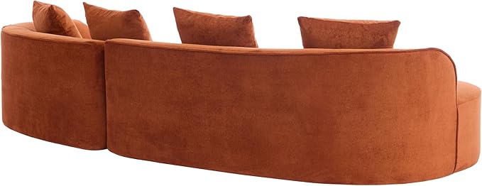 Christopher Knight Home Braebt 126 Modular Sofa with 4 Throw Pillows Curved 5-Seater Large Sofa Couches Comfy Upholstered Sectional Cloud Couch for Living Room No Assembly Required Dark Orange