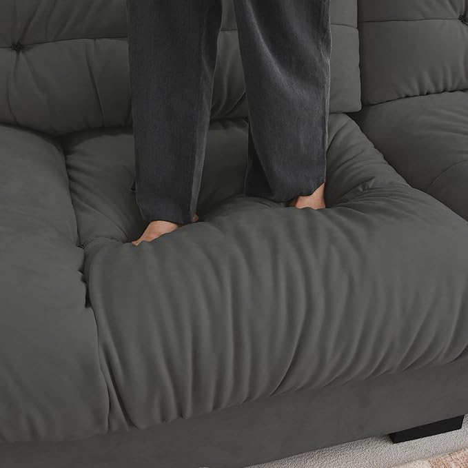 89 Comfy Cloud Sectional Couches Loveseat Sofa with 2 Pillows Minimalist Modern Sofas for Living Room Apartment Bedroom Office Grey