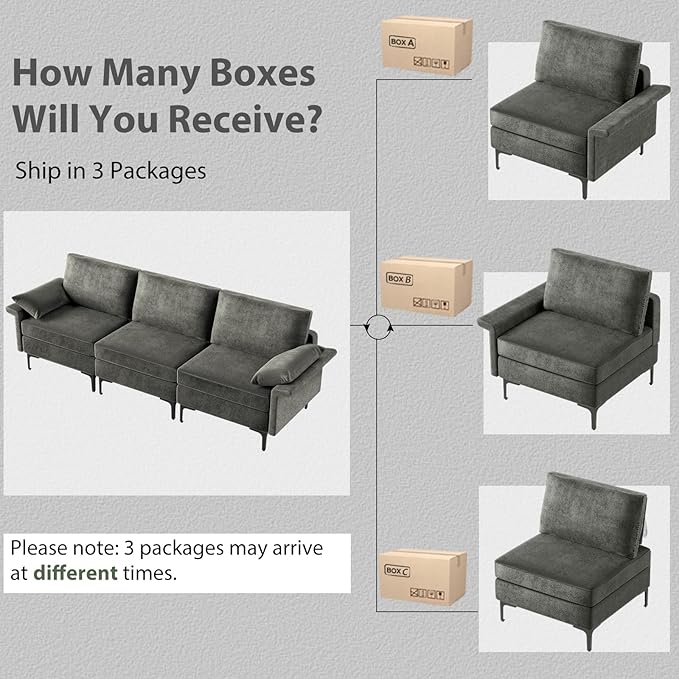 Giantex 3-Seat Sectional Sofa Couch 100.5 L Convertible Sleeper with USB Port &amp Outlet Armrest Cushion Modern Fabric Upholstered Modular Sofa for Living Room Apartment Dorm Reception Room