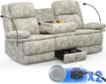 3 Seater Recliner Sofa FSC Certified Manual Reclining Couch with Flip-Up Middle Backrest &amp Drawers Modern Recliner Sofa with USB Ports 2 Cell Phone Holder for RV Home Theater