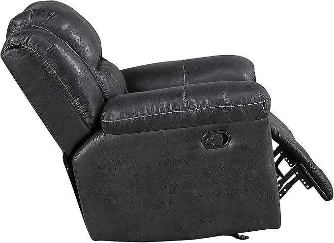 Lexicon Rocker Recliner Chair for Living Room Wall Hugger Manual Recliner Chairs Textured Microfiber Upholstered Rocking Reclining Chair Home Theater Seating Required Assembly Black