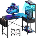 Bestier 44 Inch Gaming Desk for Small Spaces Reversible Computer Desk with Drawers &amp Shelves Modern Gamer Desk Table with Side Bag &amp Headphone Hook for Home Office Black