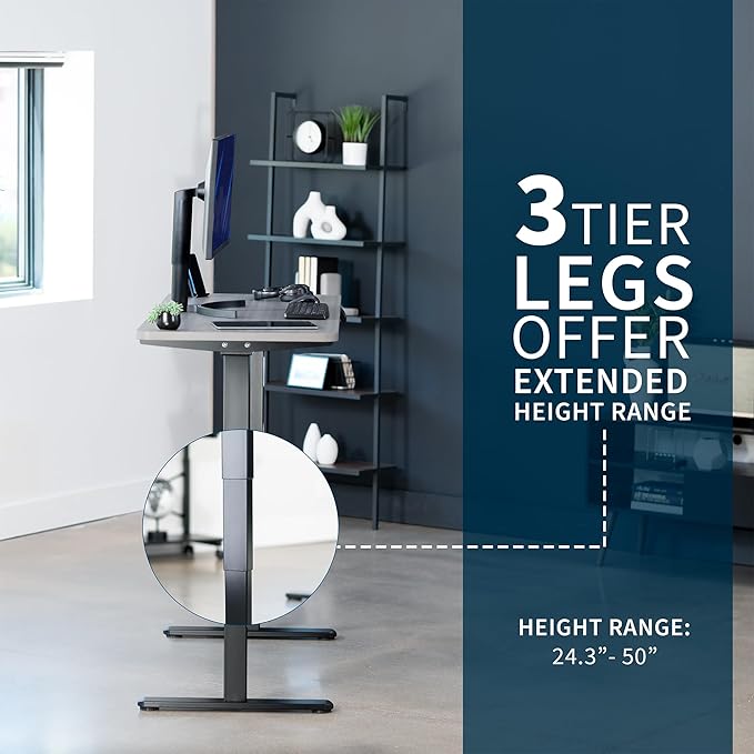 VIVO Electric 60 x 24 in Dual Motor Sit Stand Desk Memory Height Adjustment 2B Series Dark Gray Top Black Frame DESK-KIT-2B6G