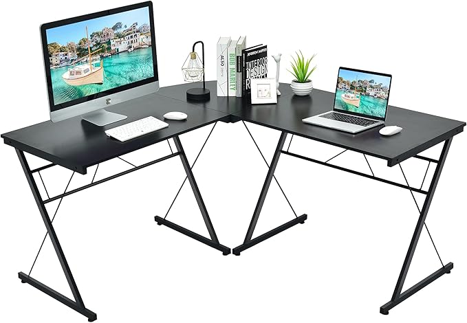 LUARANE L-Shaped Corner Gaming Desk Multifunctional Desk with Detachable Desktop Space-Saving Table for Home Office Workstation Study Easy to Assemble and Clean