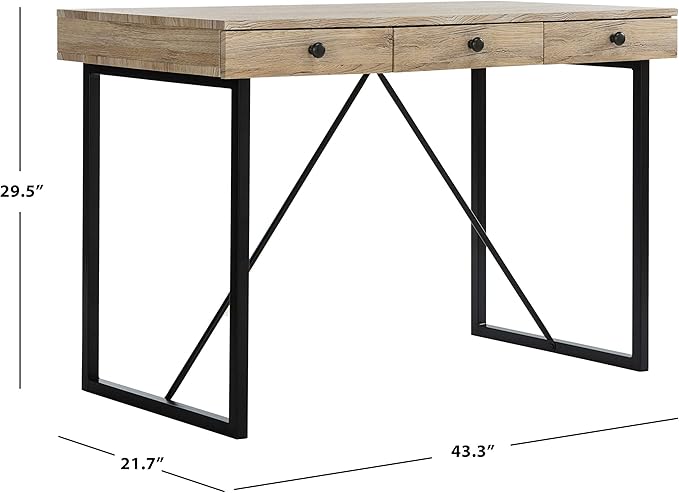 Safavieh Home Office Hilton Modern Rustic Brown and Black 3-drawer Desk