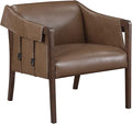 OSP Home Furnishings Parkfield Faux Leather Accent Chair with Sling Buckle Design and Solid Wood Frame Molasses