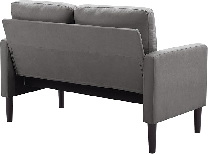 Loveseat Sofa Small Couch for Small Spaces Modern Linen Fabric 2-Seater Sofa with Solid Wood Legs Easy Assembly Apartment Couch for Living Room Office (Grey)