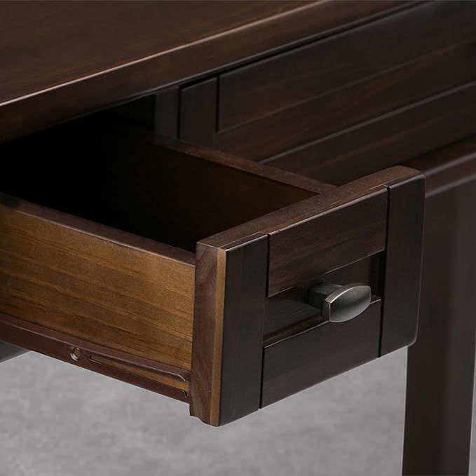 SIMPLIHOME Warm Shaker Desk - 48 Inch Wide Solid Wood Writing Desk in Mocha Brown Transitional Home Office Computer Table for Workspace or Study with Flip-Down Keyboard Tray and 2 Drawers
