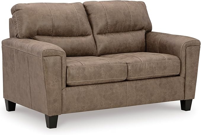 Signature Design by Ashley Navi Modern Loveseat with Removable Cushions Dark Brown