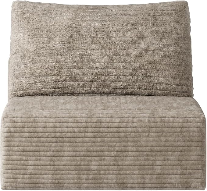 Single Sofa Seat Couch with Deep Seat Foam Cloud Chair Large Sofa with L Shape for Living Room Bedroom (Strip Camel Single)