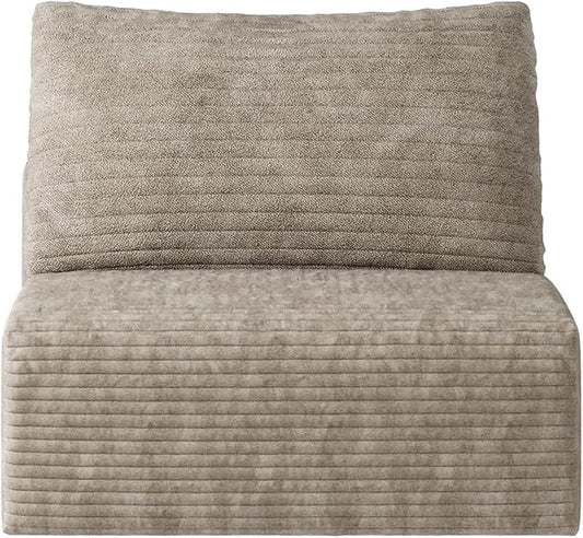 Single Sofa Seat Couch with Deep Seat Foam Cloud Chair Large Sofa with L Shape for Living Room Bedroom (Strip Camel Single)