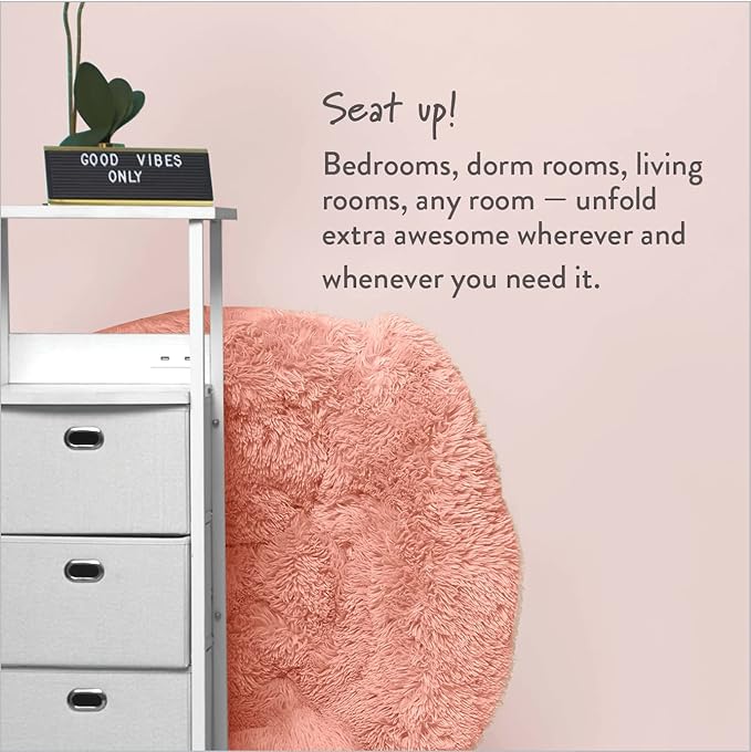 Urban Lifestyle Mongolian Faux Fur Oversized Saucer Chair Blush