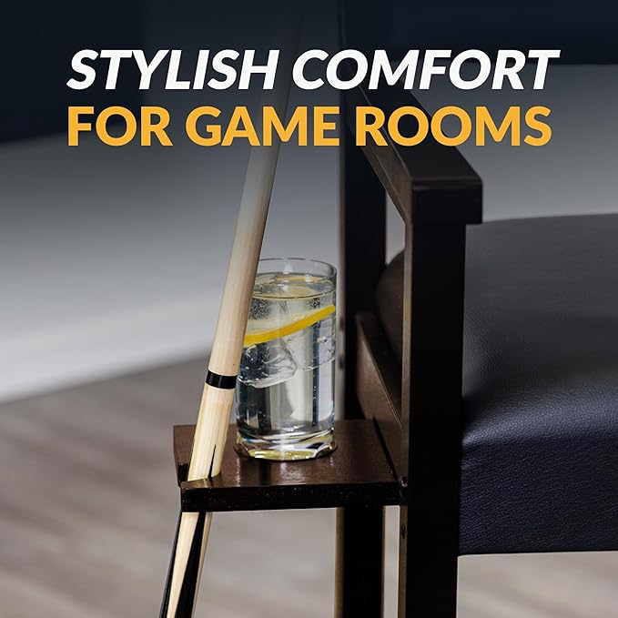 Hathaway Cambridge Spectator Chair – Billiard Stool with Cushioned Seat Footrest and Storage – 25 L x 22.5 W x 44.25 H with 30.5 Seat Height - Pool Table Accessories and Decor