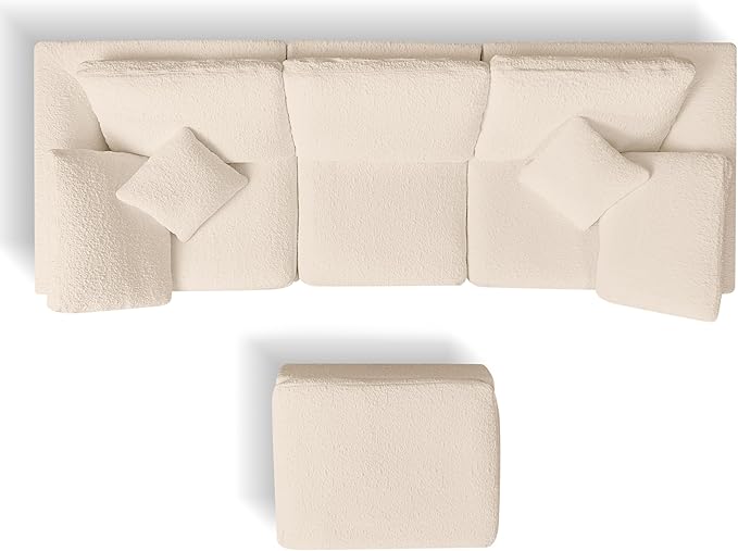 110 Cloud Sectional Couches for Living Room Modern Modular L-Shape Sofa Couch with Chaise 3 Seater Modular Sectional SofaNo Assembly Required (Beige)