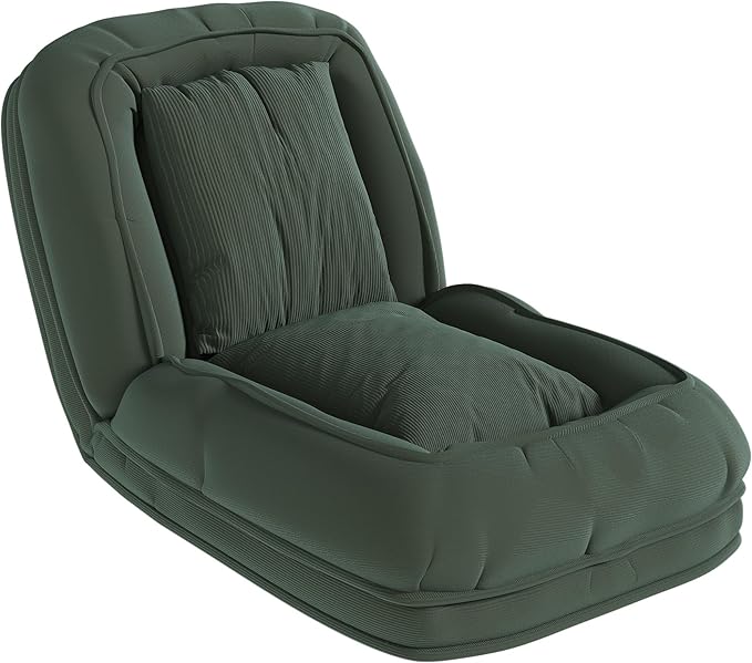 71 Upholstered Human Dog Bed for Adults &amp Pets 5 Adjustable Foldable Lazy Sofa Bed with 2 Soft Pillows for Bedroom Living Room Reading Corner Green