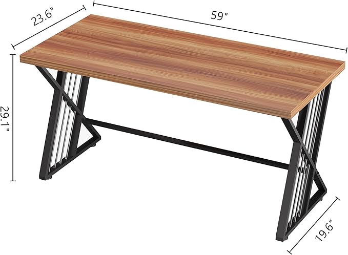 YOHKOH 59 Home Office Desk Extra-Wide 23.6 Workspace with 1.38IN Thick Top Heavy-Duty Z-Shaped Carbon Steel 10-Min 2-Person Assembly for Executive/Office/Home Study Walnut Brown