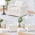 EROMMY 37.4 Boneless Swivel Accent ChairOversized Detachable Seat Swivel Chair for Living Room and Bedroom Modern Corduroy Upholstered Accent Armchair Beige