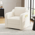 Swivel Accent Chairs for Living Room 30 Inches Modern Arm Chair Upholstered Armchair Single Sofa for Bedroom Apartment Reading Room White