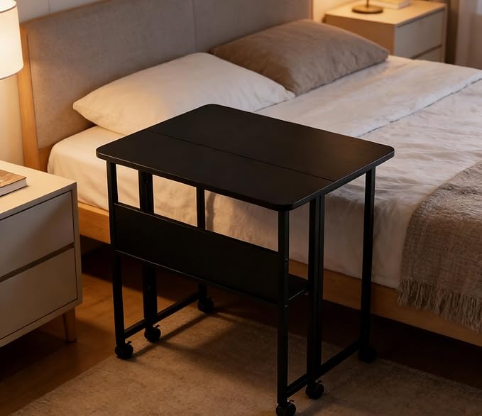 31.5 Inch Folding Computer Desk with Storage Shelf Small Foldable Computer Desks for Small Space Portable Writing Table for Home Office Bedroom Dorm Room Apartment Easy Assembly