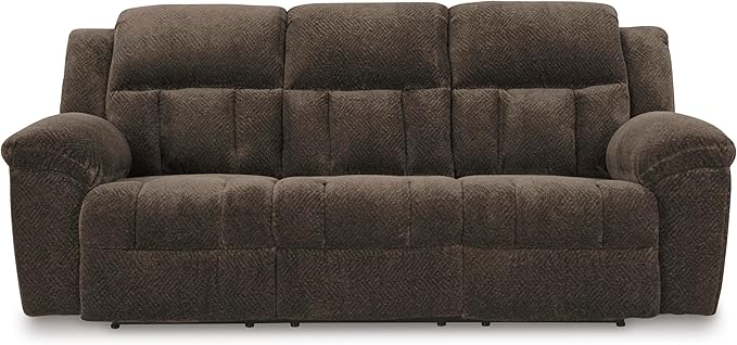 Signature Design by Ashley Frohn Modern Manual Reclining Sofa Dark Brown
