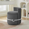 Velvet Vanity Chair with Storage 360° Swivel Makeup Chair with Wave Back No Assembly Small Accent Stool for Bedroom Dressing Living Room Grey