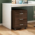 23.2 H Mobile File Cabinet with 3 Storage Drawers Under Desk Rolling File Cabinets for Home Office Storage Wood Rustic Filing Cabinets Narrow File Cabinet Cart Locked(Black Walnut)