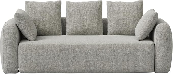 101 Curved Sofa Cloud Couch for Living Room Comfy Chenille 3-Seater Boneless Sofa Extra Deep &amp Wide Seat with 5 Throw Pillows No Assembly Needed Beige