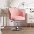 Furniliving Swivel Vanity Stool Contemporary Round Velvet Back Tilt Accent Chairs 360° Makeup Chair with Chrome Frame Height Adjustable Charming Chair Lounge Pub Bar (Pink)