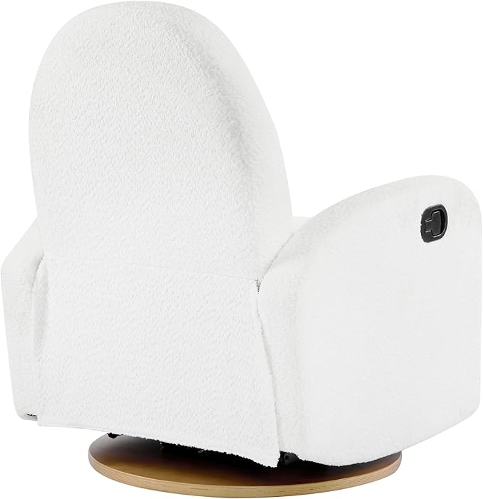 Christopher Knight Home Sidney Boucle Fabric Upholstered 360° Swivel Chair Push-Back Recliner Solid Wood Glider Recliner with Rotation Living Room Lounge Chair Adjustable Backrest Milky White
