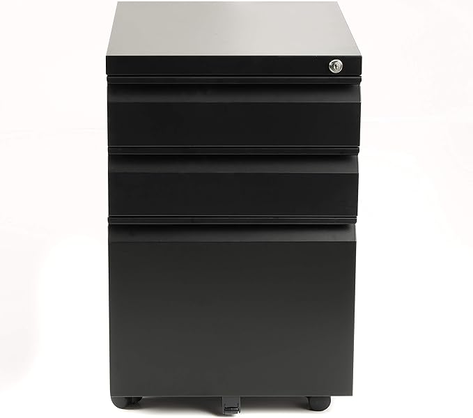 American Furniture Classics 23001 Metal File Cabinet Black Powder Coated Steel
