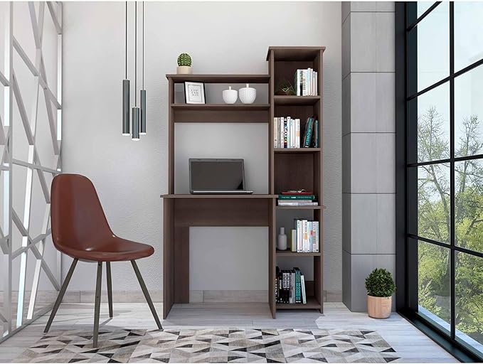 Nashville Writing Desk Six Shelves for Versatile Home Office Organization