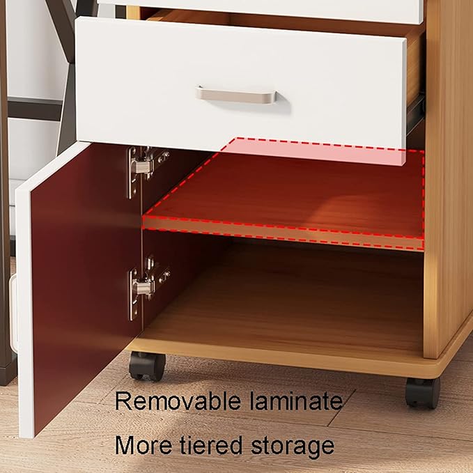 Office Storage with 3 Drawers of Wooden Mobile File Cabinets Under Desk Storage with Wheels Suitable for Home Offices