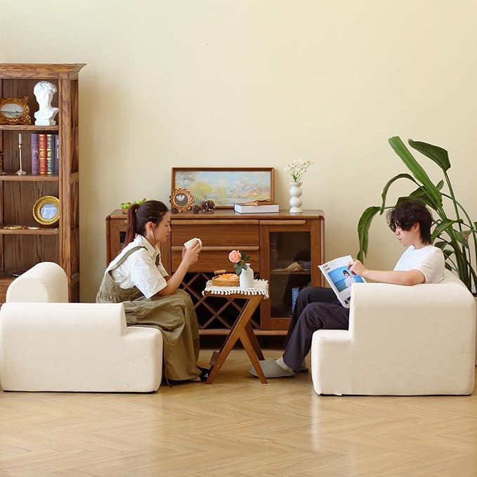 N&ampV Foam Sofa Made with All Foam Great for Livingroon and Bedroom (Beige)